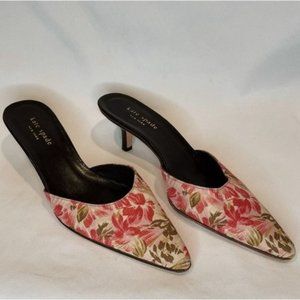 Vintage 90s Kate Spade Kitten Heels Floral Spring Point Toe Slip On 6.5 B